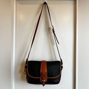 VINTAGE Dooney & Bourke AWL Black/Tan Equestrian Crossbody Bag